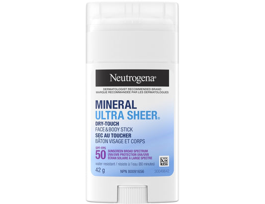 Neutrogena Mineral Ultra Sheer Dry-Touch Face & Body Sunscreen Stick SPF 50 - 42g