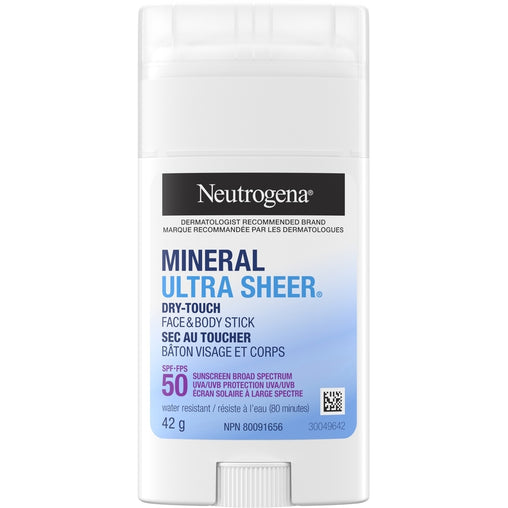 Neutrogena Mineral Ultra Sheer Dry-Touch Face & Body Sunscreen Stick SPF 50 - 42g