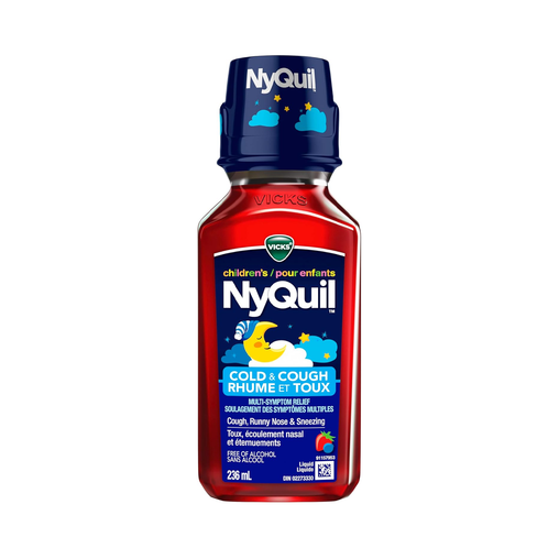 Vicks - Children's NyQuil Cold & Cough Multi Symptom Relief Syrup Alcohol Free, Berry Flavour - 236 mL - current product packaging