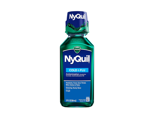 Vicks - NyQuil Cold & Flu Nighttime Relief Syrup, Original Flavour - 354 ml - current product packaging