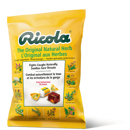 Ricola - Original Natural Herb Cough Suppressant Throat Lozenges - 17 Lozenges - current product packaging