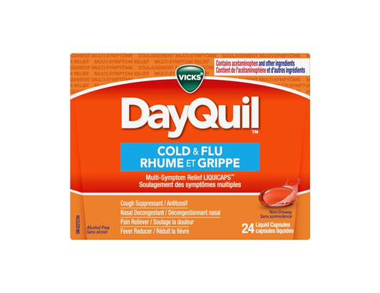Vicks - DayQuil Cold & FLu Daytime Relief LiquiCaps - 24 Liquid Capsules - current product packaging