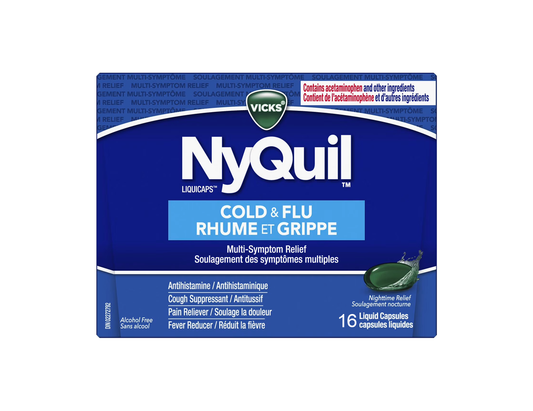 Vicks - NyQuil Cold & Flu Liquicaps Nighttime Relief - 16 Liquid Capsules - current product packaging