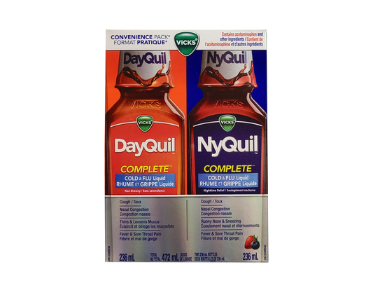 Vicks - DayQuil & NyQuil Cold & Flu Liquid Convenience Pack - 2x 236 mL - current product packaging
