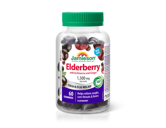 Jamieson - Cold & Flu Gummies, Elderberry - 60 Gummies - current front package