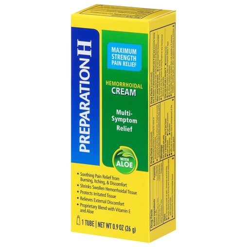 Preparation H Multi-Symptom Cream package directions and warnings panel