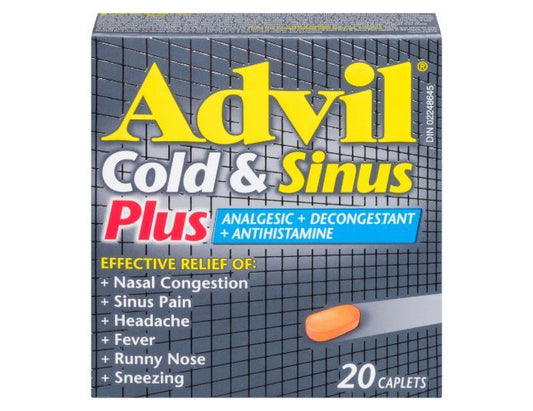 Advil Cold & Sinus Analgesic + Decongestant + Antihistamine Caplets , 20 ct