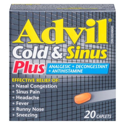 Advil Cold & Sinus Analgesic + Decongestant + Antihistamine Caplets , 20 ct