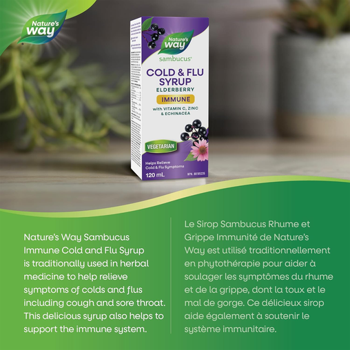 Nature's Way - Sambucus Cold & Flu Immune Support, Elderberry + Echinacea Syrup - 120 mL - supplementary product image 2