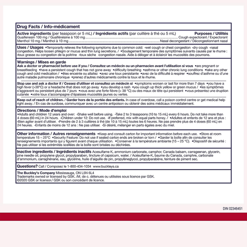 Buckley's - Mucus & Phlegm Relief Syrup - 250 mL - supplementary product image 3