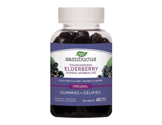 Nature's Way - Sambucus Standardized Elderberry Original Cold & Flu Gummies - 60 Gummies - current product packaging