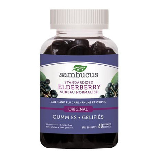 Nature's Way - Sambucus Standardized Elderberry Original Cold & Flu Gummies - 60 Gummies - current product packaging