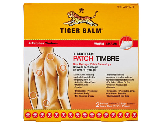 Tiger Balm Warm Pain Relieving Medicated Patches - 4 Patches product packaging