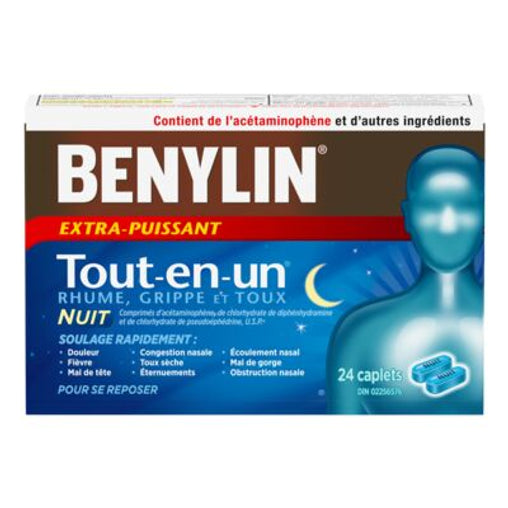 Benylin Extra Strength All-In-One Cold & Flu Nighttime Caplets - 24 Liquid Gels