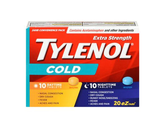 Tylenol Daytime and Nighttime Extra Strength Cold, 10+10 Tablets
