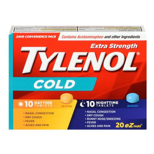 Tylenol Daytime and Nighttime Extra Strength Cold, 10+10 Tablets