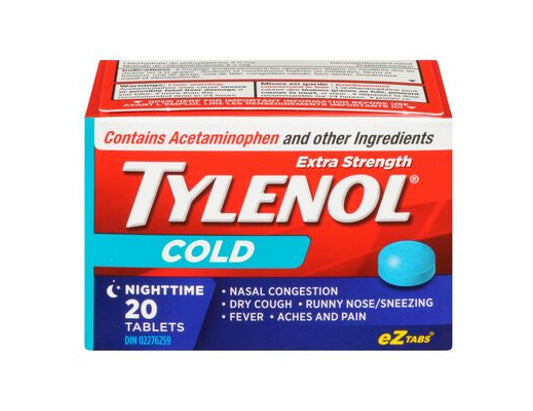 Tylenol Cold Extra Strength Nighttime eZtabs – 20 Tablets