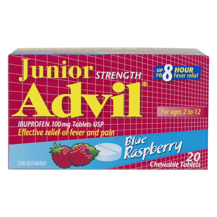 Advil Junior Blue Raspberry, 20 Chewable Tablets – Symington Pharmacy
