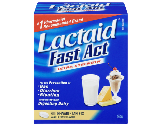 Lactaid Fast Act Ultra Strength Vanilla Twist Chewable Tablets, 40 ct