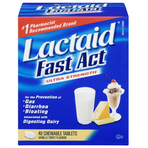 Lactaid Fast Act Ultra Strength Vanilla Twist Chewable Tablets, 40 ct