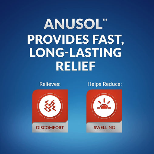 Anusol Plus suppositories side panel with active ingredients