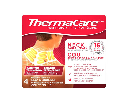 ThermaCare Advanced Neck and Shoulder HeatWraps - 4 Count product packaging