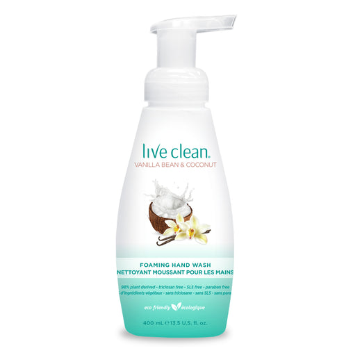 Live Clean Foaming Hand Wash, Vanilla Bean & Coconut, 400 mL