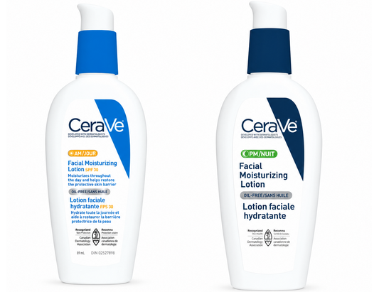 CeraVe AM/PM Face Moisturizing Lotion Bundle: (AM Face Moisturizer, SPF 30 - 89 mL) & (PM Face Moisturizer – 89 mL)