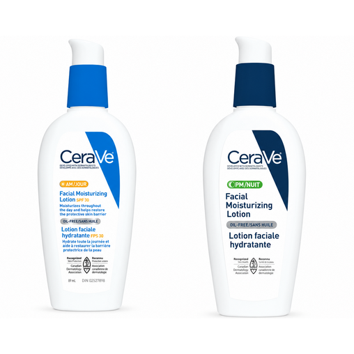 CeraVe AM/PM Face Moisturizing Lotion Bundle: (AM Face Moisturizer, SPF 30 - 89 mL) & (PM Face Moisturizer – 89 mL)