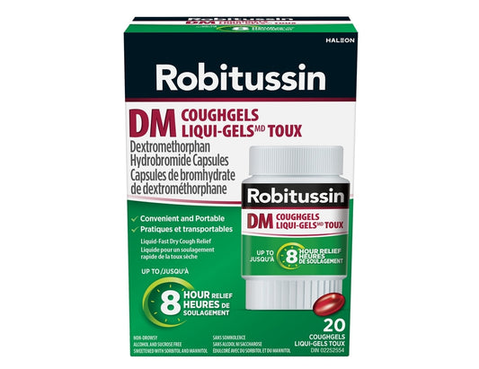 Robitussin DM CoughGels - 20 Liquid Gels product packaging