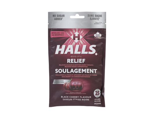 Halls - Relief Mentho-Lyptus Lozenges, Black Cherry - 25 Lozenges - current product packaging