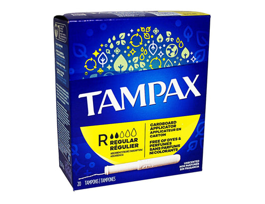 Tampax Regular Tampons with Cardboard Applicators - 20 Count product packaging