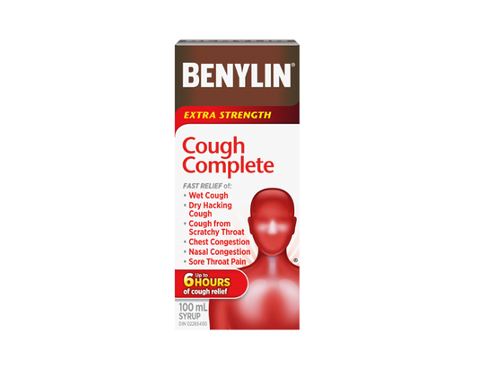 Benylin - Cough Plus Cold Relief Syrup, Extra Strength - 100 mL - current product packaging