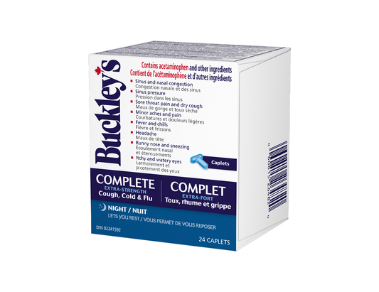 Buckley's - Complete Cough, Cold & Flu Nighttime, Extra Strength - 24 Caplets - current product packaging