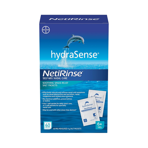 HydraSense - NetiRinse Self-mix Nasal Care Soothing Sinus Relief Salty Packs - 60 Salt Packets X 4 g - current product packaging
