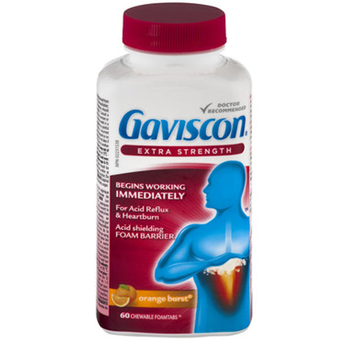 Gaviscon Extra Strength Orange Burst, 60 Chewable Tablets