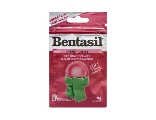 Bentasil - Sugar-Free Cherry Throat Lozenges - 38 g - current product packaging