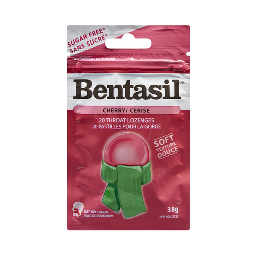 Bentasil - Sugar-Free Cherry Throat Lozenges - 38 g - current product packaging