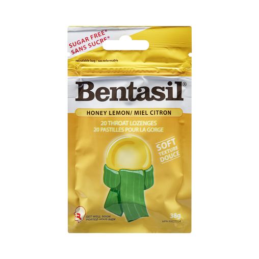 Bentasil - Sugar-Free Honey Lemon Throat Lozenges - 38 g - current product packaging