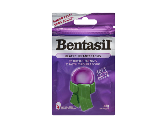 Bentasil - Sugar-Free Blackcurrant Throat Lozenges - 38 g - current product packaging