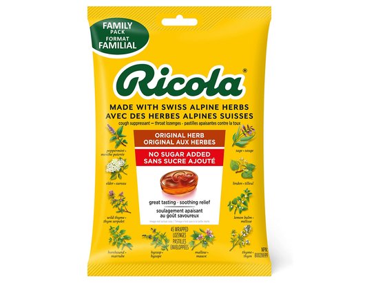 Ricola - Mountain Herb Cough Suppressant/Throat Lozenges - 45 Lozenges - Family Pack - current product packaging