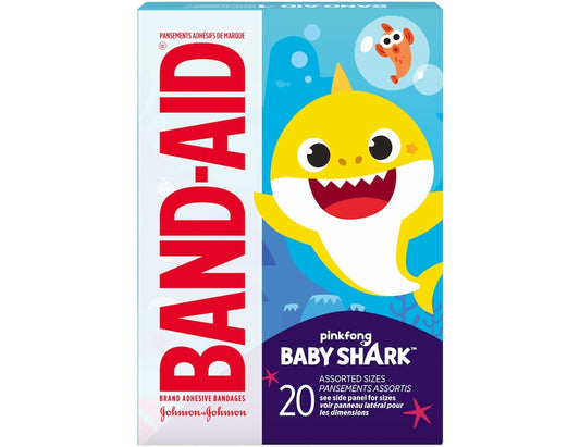 Band-Aid Baby Shark Bandages – Assorted Sizes – 20 Count