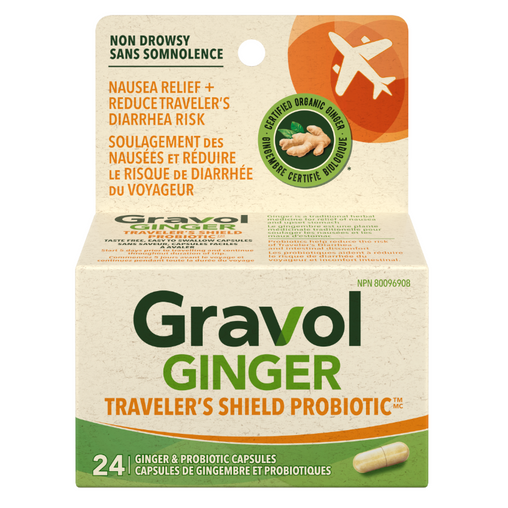 Gravol Ginger Traveler’s Shield Probiotic Capsules, 24 ct