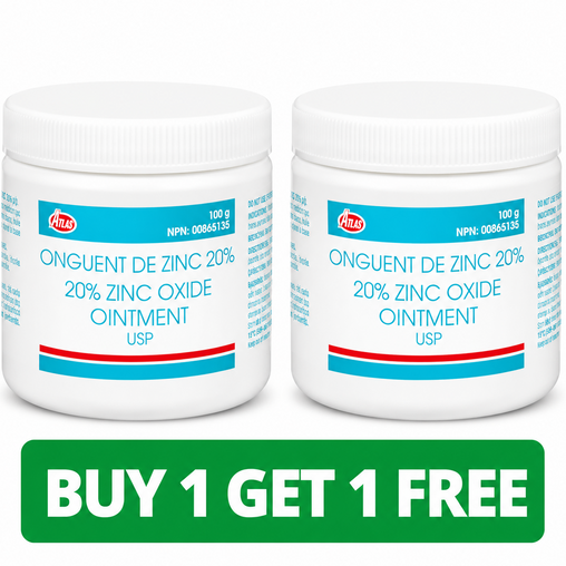 Atlas 20% Zinc Oxide Ointment - 100 g (2-Pack, Total: 200 g)