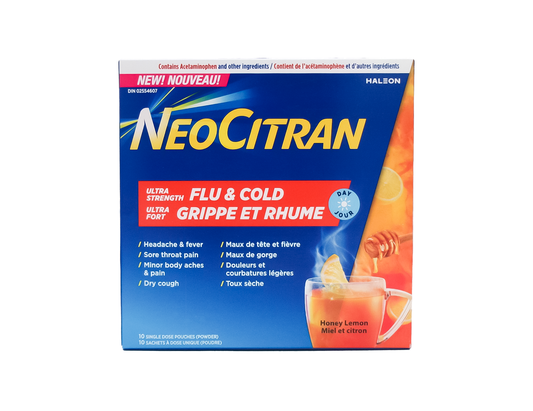 NeoCitran - Ultra Strength Flu & Cold - 10 Pouches - current product packaging
