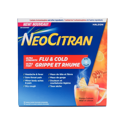 NeoCitran - Ultra Strength Flu & Cold - 10 Pouches - current product packaging