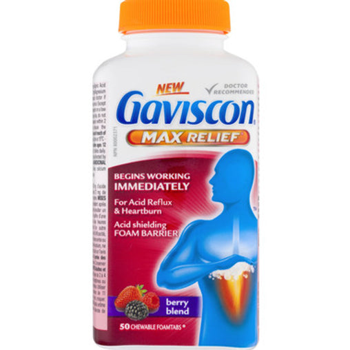 Gaviscon Max Relief Berry Blend, 50 Chewable Tablets