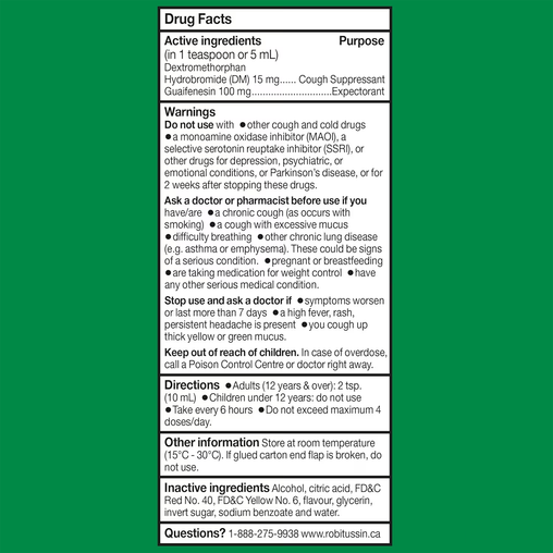 Robitussin - Cough Control 6HR - Cherry Flavour - 100 mL - supplementary product image 2