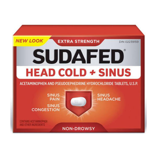 Sudafed - Extra Strength Head Cold & Sinus - 12 Caplets - current product packaging
