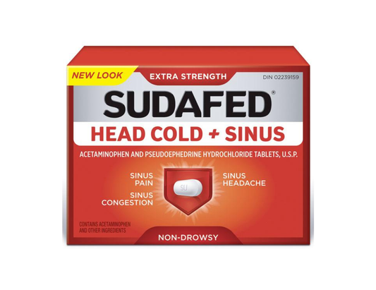 Sudafed - Head Cold & Sinus Extra Strength - 24 Caplets - front package